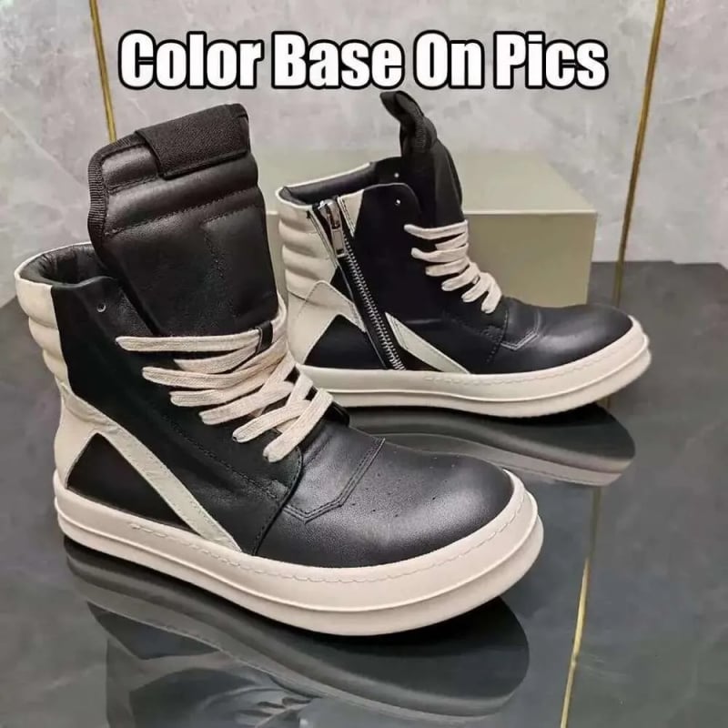 Дамски високи кецове с дебела подметка, набук кожа горна част, заострен нос, кожена подметка, нисък ток 1–3 см