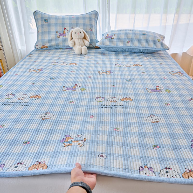 Dvostrano pamučno pokrivalo za krevet s mliječnim velurom, tatami stil, debeli quilt, trodijelni set za sve sezone