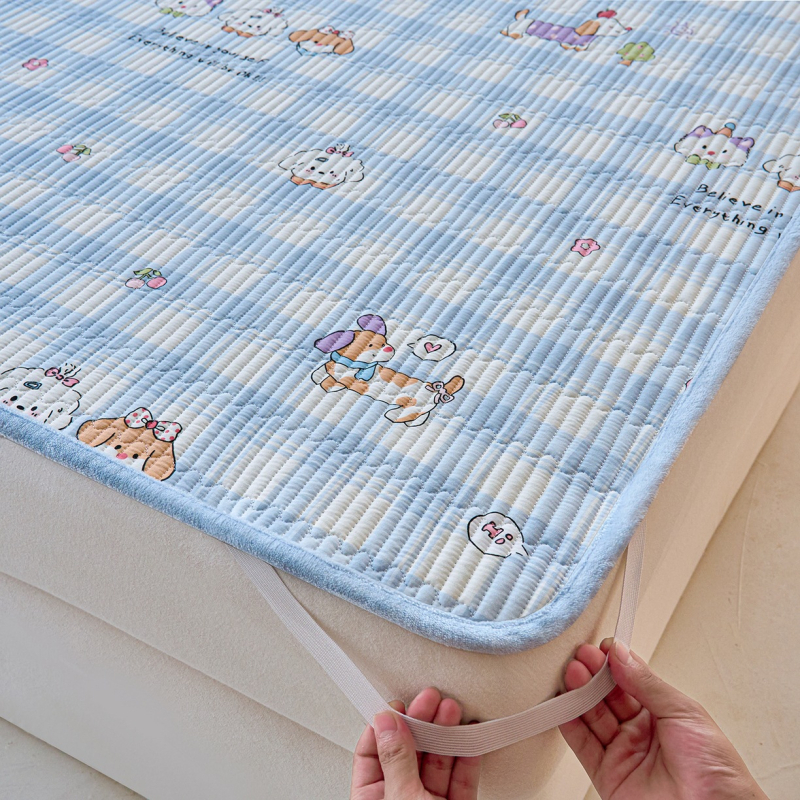 Dvostrano pamučno pokrivalo za krevet s mliječnim velurom, tatami stil, debeli quilt, trodijelni set za sve sezone