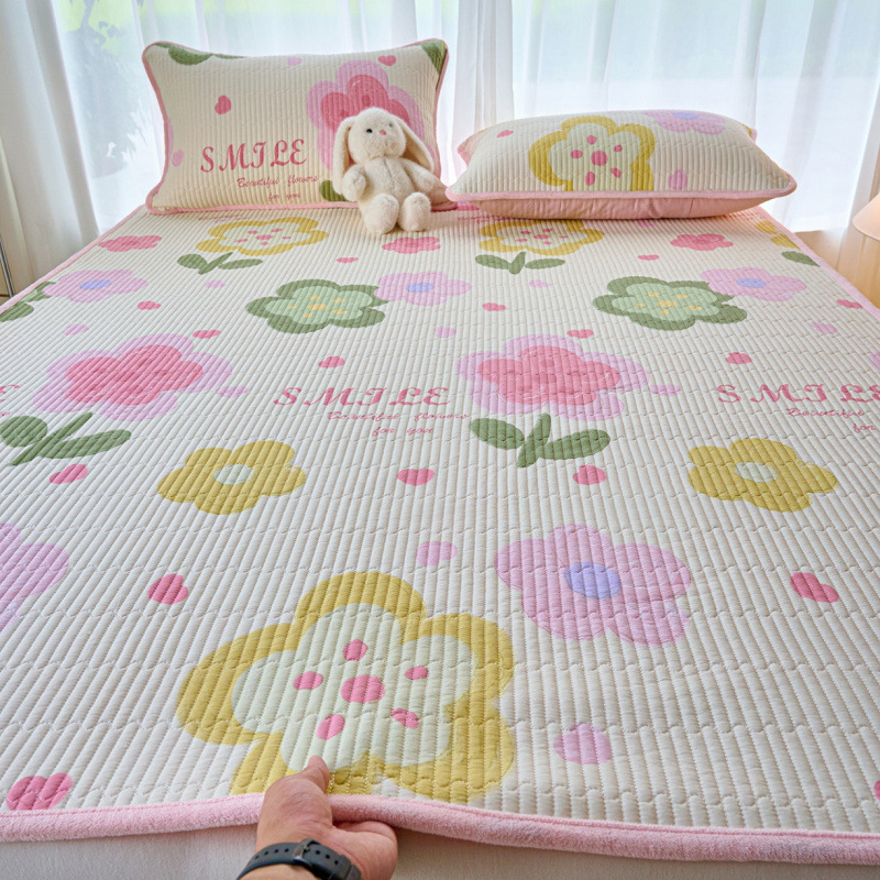 Dvostrano pamučno pokrivalo za krevet s mliječnim velurom, tatami stil, debeli quilt, trodijelni set za sve sezone