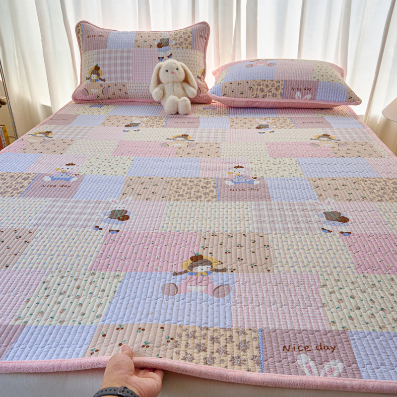 Dvostrano pamučno pokrivalo za krevet s mliječnim velurom, tatami stil, debeli quilt, trodijelni set za sve sezone