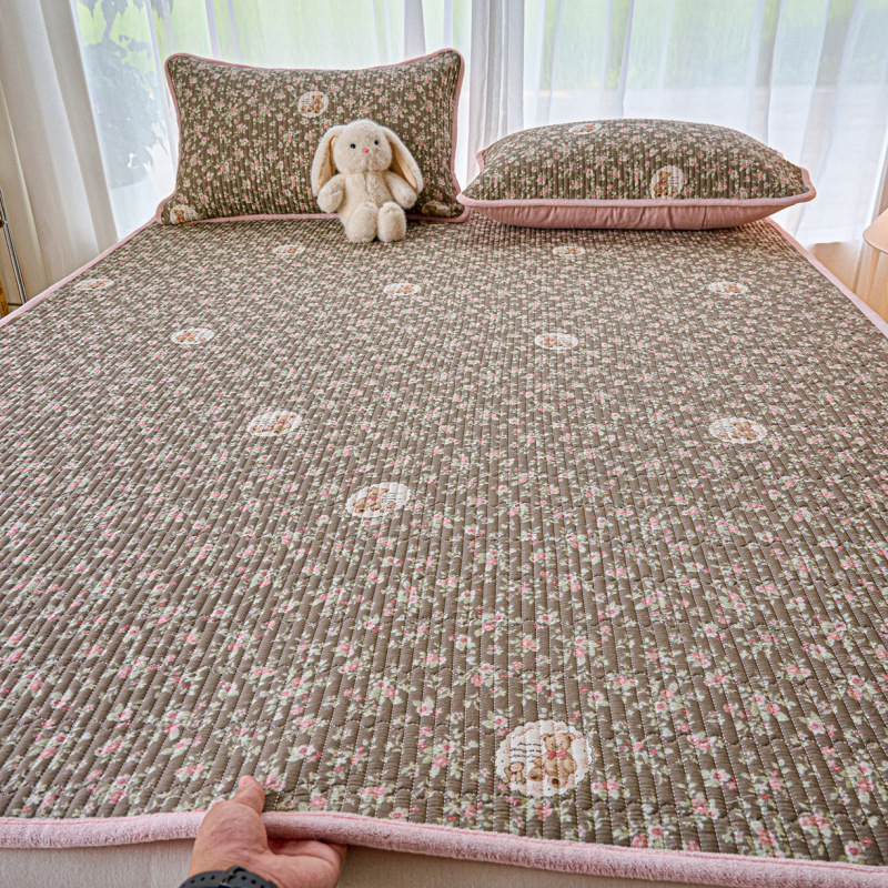 Dvostrano pamučno pokrivalo za krevet s mliječnim velurom, tatami stil, debeli quilt, trodijelni set za sve sezone
