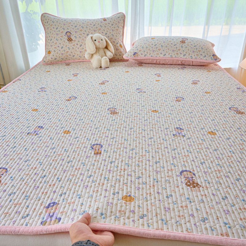 Dvostrano pamučno pokrivalo za krevet s mliječnim velurom, tatami stil, debeli quilt, trodijelni set za sve sezone