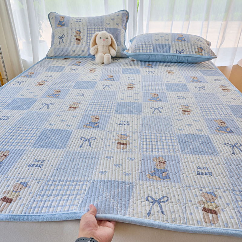 Dvostrano pamučno pokrivalo za krevet s mliječnim velurom, tatami stil, debeli quilt, trodijelni set za sve sezone