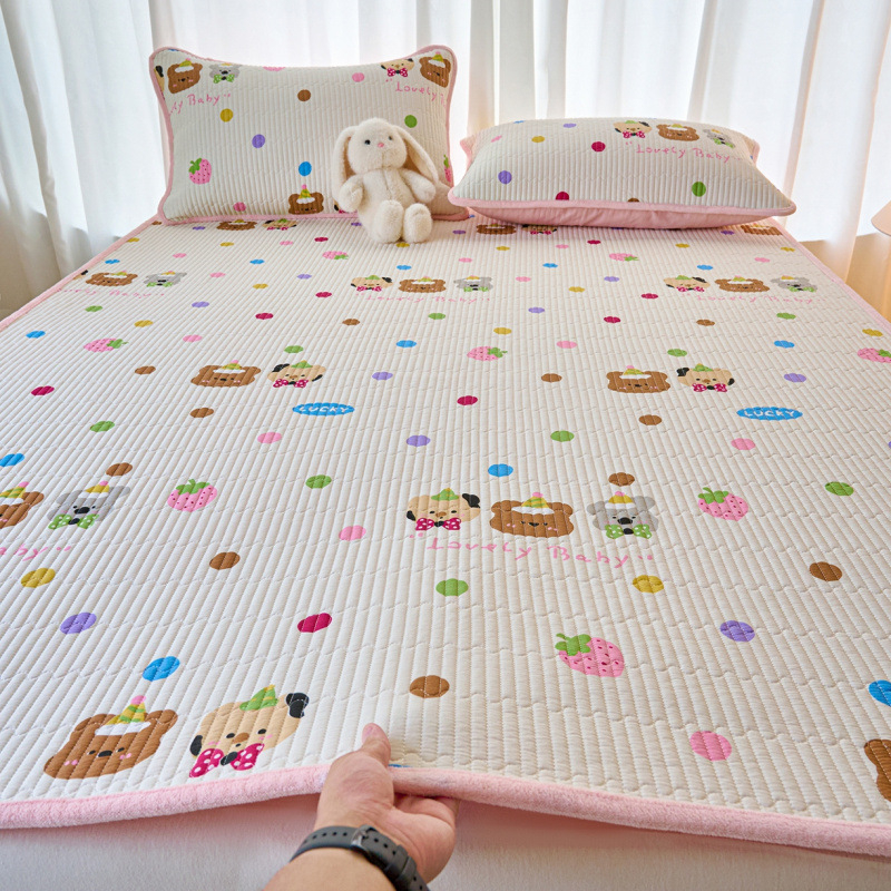 Dvostrano pamučno pokrivalo za krevet s mliječnim velurom, tatami stil, debeli quilt, trodijelni set za sve sezone