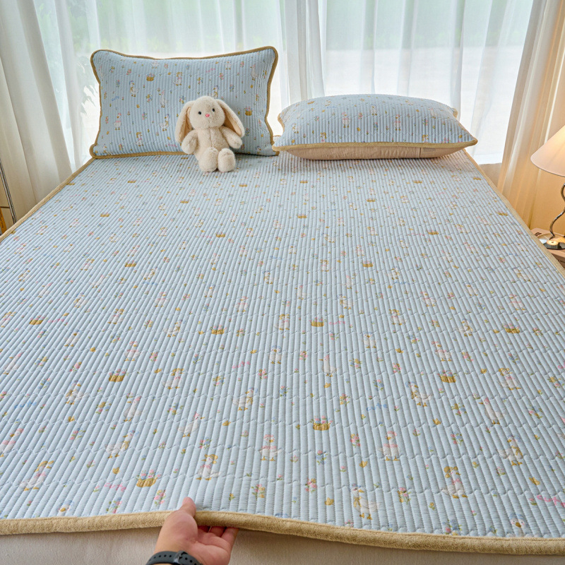 Dvostrano pamučno pokrivalo za krevet s mliječnim velurom, tatami stil, debeli quilt, trodijelni set za sve sezone