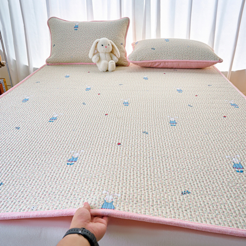Dvostrano pamučno pokrivalo za krevet s mliječnim velurom, tatami stil, debeli quilt, trodijelni set za sve sezone