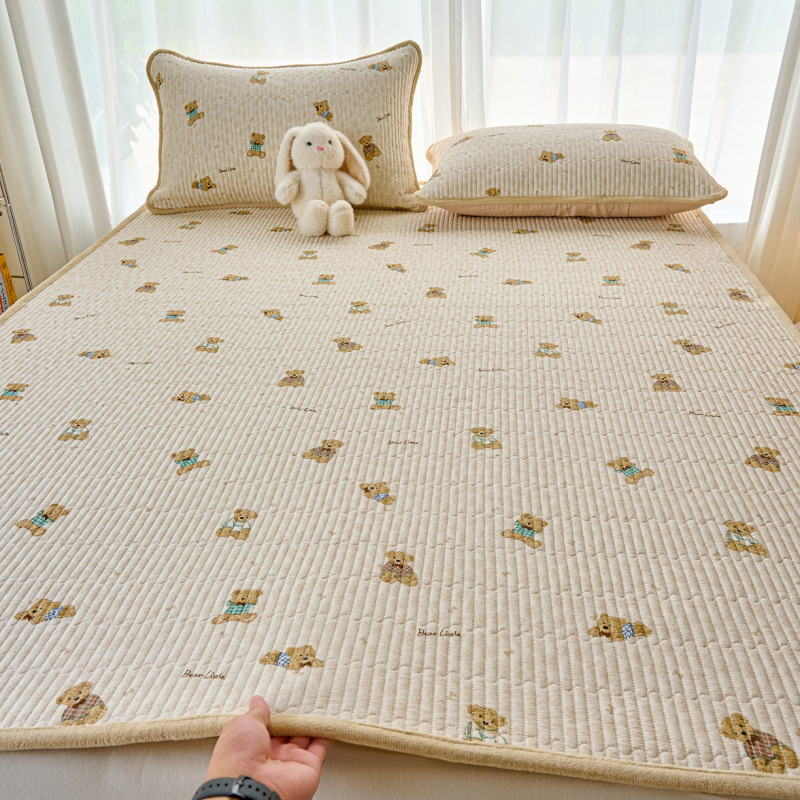 Dvostrano pamučno pokrivalo za krevet s mliječnim velurom, tatami stil, debeli quilt, trodijelni set za sve sezone