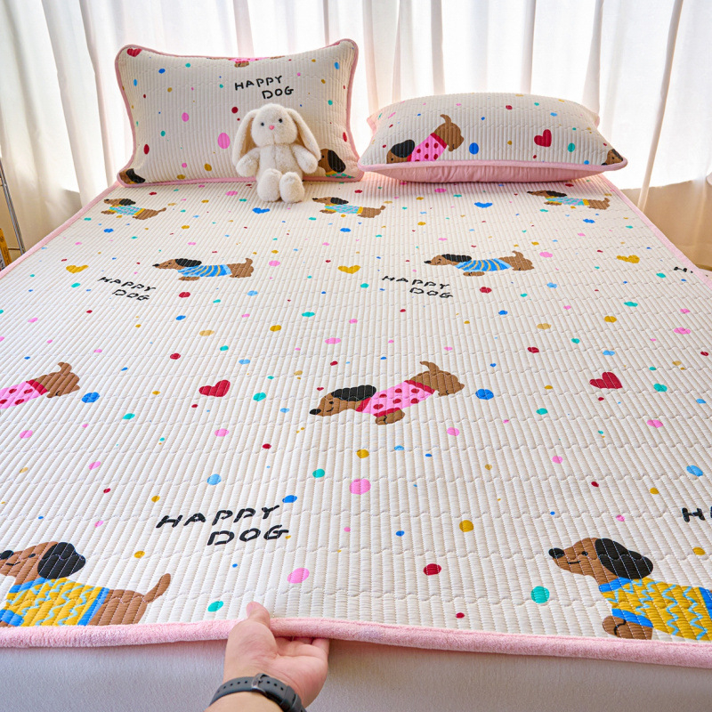 Dvostrano pamučno pokrivalo za krevet s mliječnim velurom, tatami stil, debeli quilt, trodijelni set za sve sezone