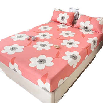 Cearșaf cu elastic, imprimeu floral, poliester, imprimare reactive și vopsire, greutate 500–800 g