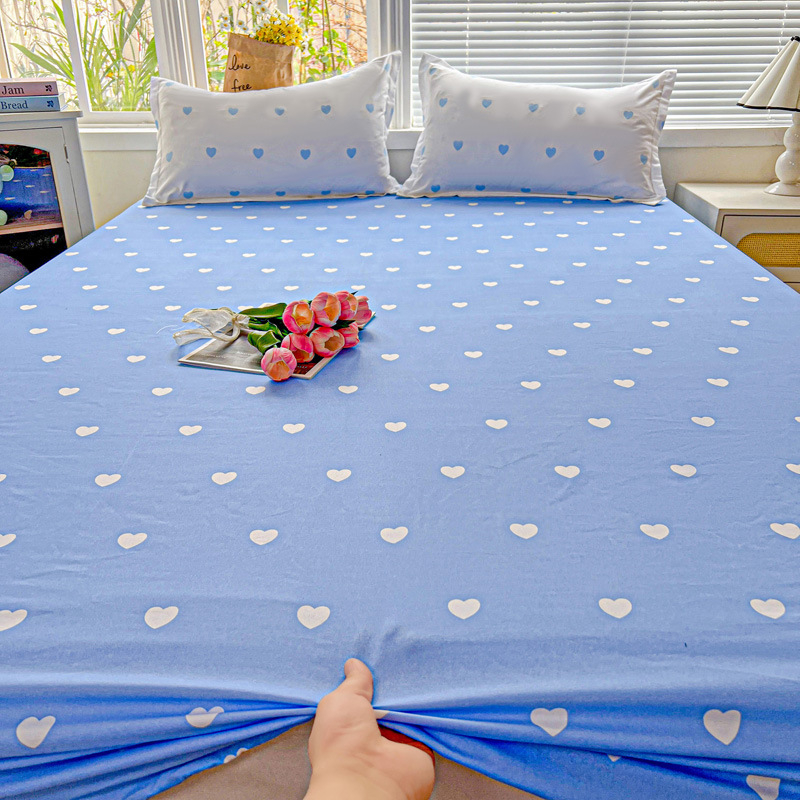 Cearșaf cu elastic, imprimeu floral, poliester, imprimare reactive și vopsire, greutate 500–800 g