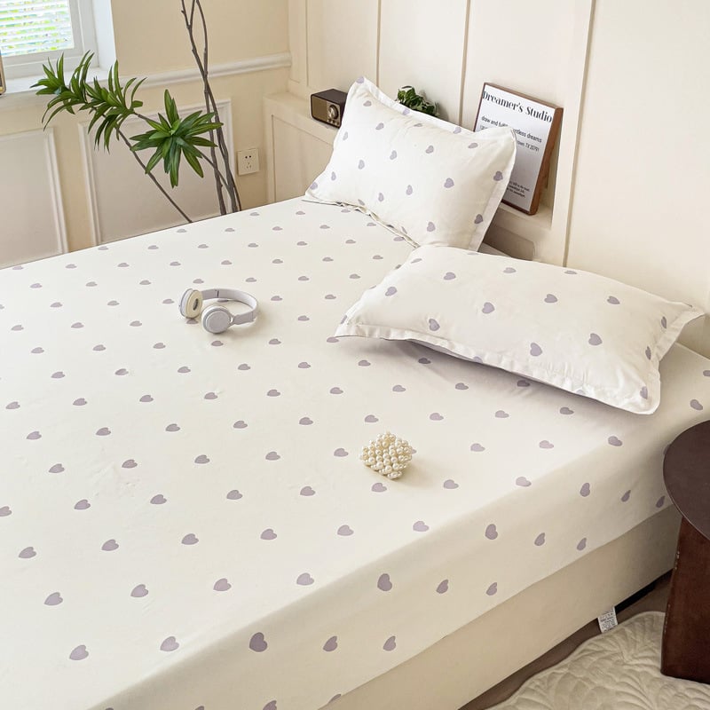 Cearșaf cu elastic, imprimeu floral, poliester, imprimare reactive și vopsire, greutate 500–800 g