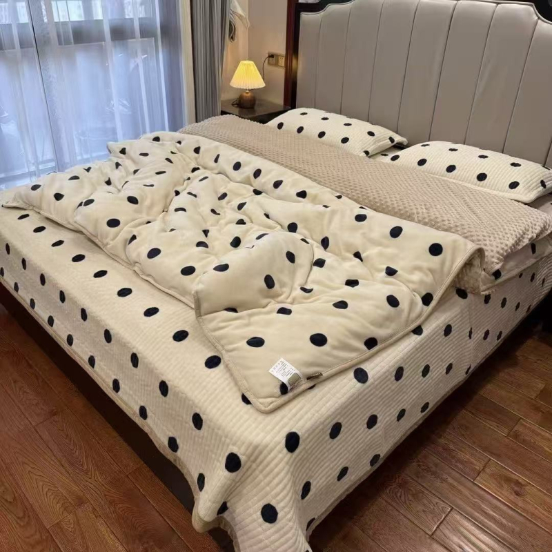 Set prekrivača za krevet s flisom, leopard uzorak, poliester, zima, četverodijelni set