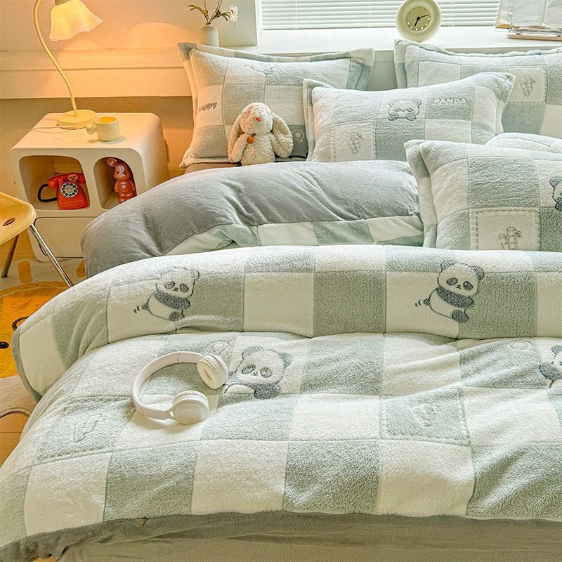 Antarctic Milk Velvet četverodijelni set posteljine, debeli i topli, dvostrano Coral Fleece navlaka za pokrivač i flanel, za studente
