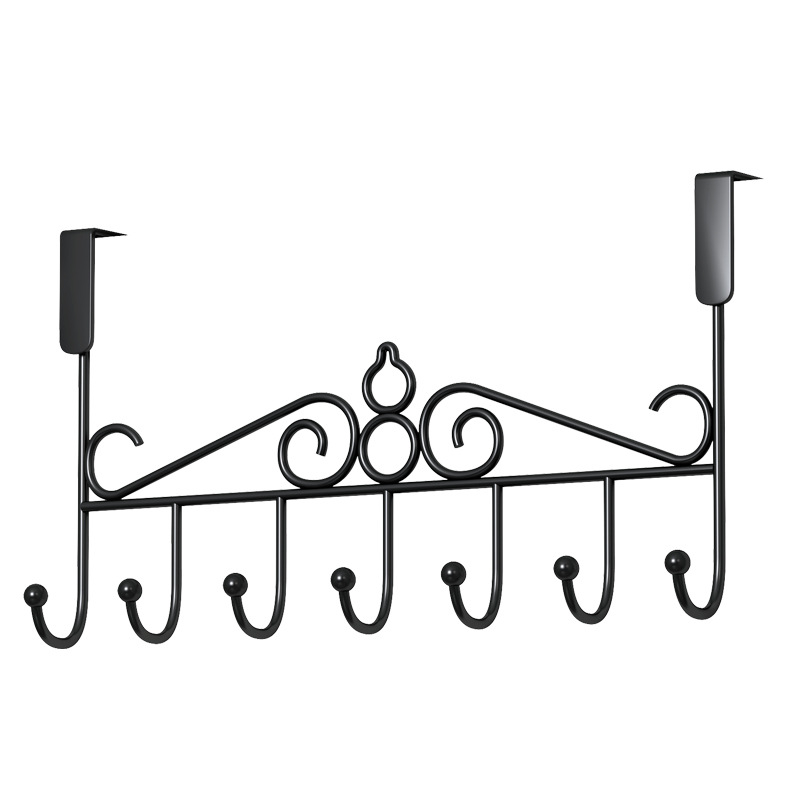 Be gręžimo durų kabykla, geležinis sienos kabykla drabužiams su kelių eilių kabliukais, apkrova 5–10 kg.