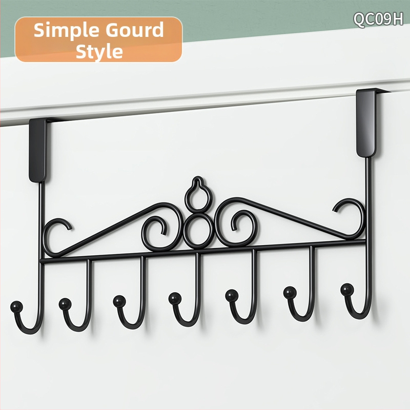 Be gręžimo durų kabykla, geležinis sienos kabykla drabužiams su kelių eilių kabliukais, apkrova 5–10 kg.