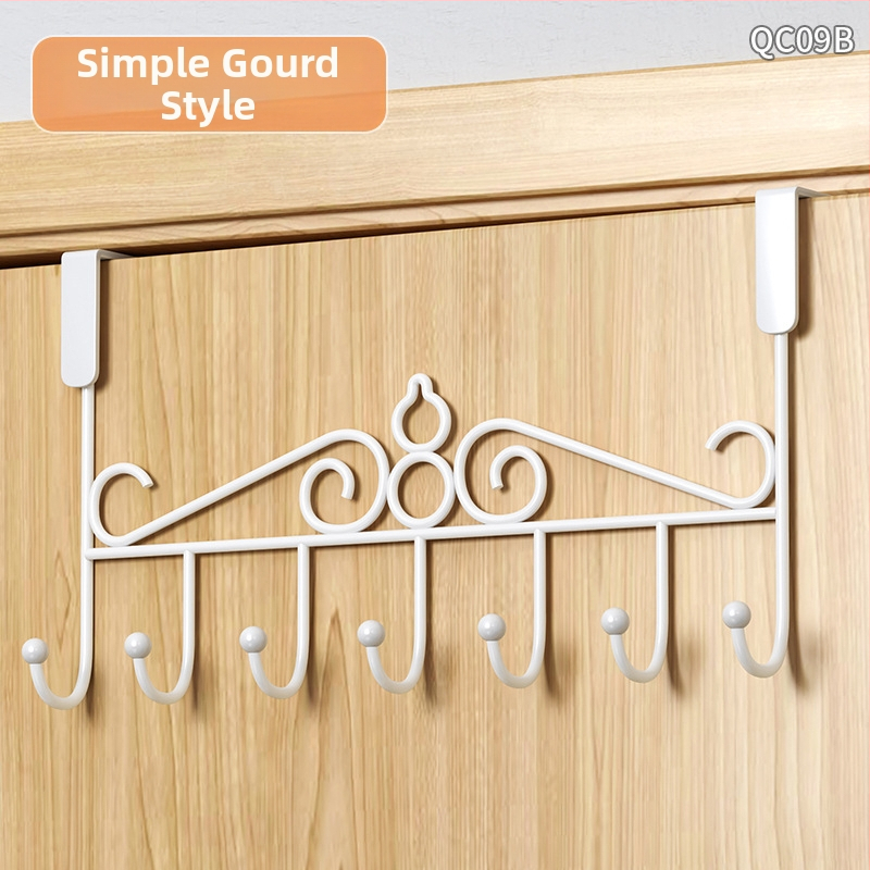 Be gręžimo durų kabykla, geležinis sienos kabykla drabužiams su kelių eilių kabliukais, apkrova 5–10 kg.