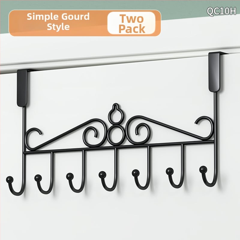 Be gręžimo durų kabykla, geležinis sienos kabykla drabužiams su kelių eilių kabliukais, apkrova 5–10 kg.