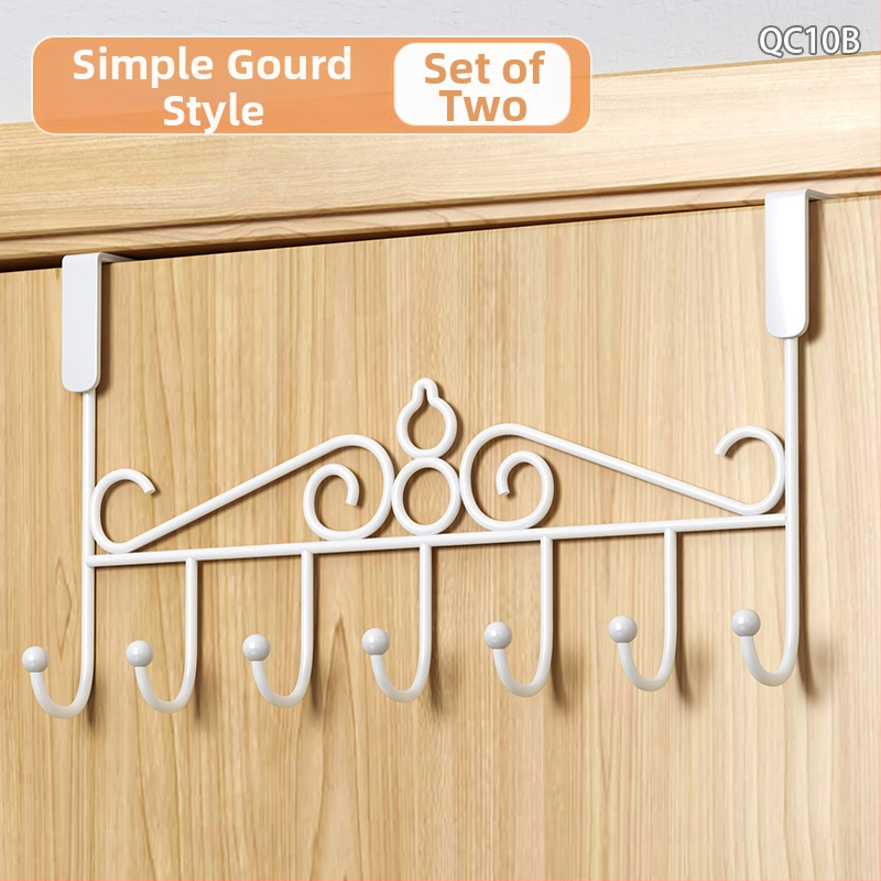 Be gręžimo durų kabykla, geležinis sienos kabykla drabužiams su kelių eilių kabliukais, apkrova 5–10 kg.