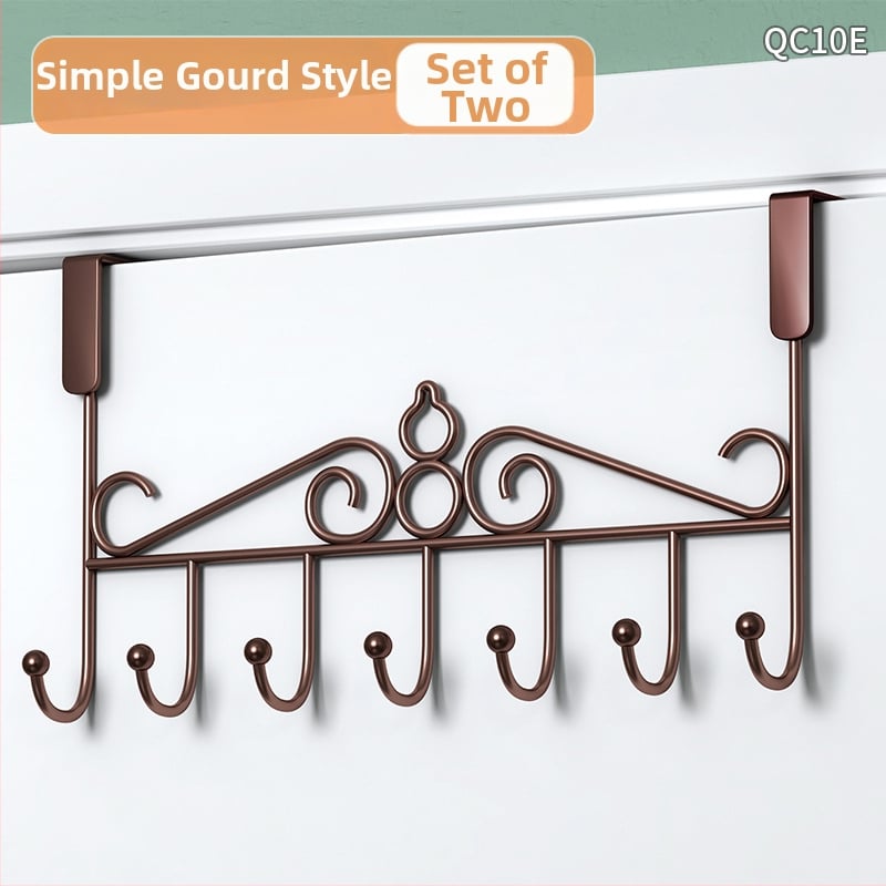 Be gręžimo durų kabykla, geležinis sienos kabykla drabužiams su kelių eilių kabliukais, apkrova 5–10 kg.