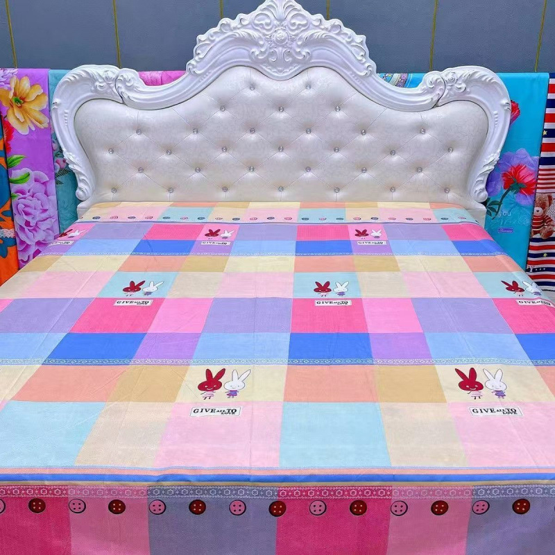 Četverodijelni set posteljine – poliester, tie-dye otisak, twill tkanina, prugasti/cvjetni uzorak