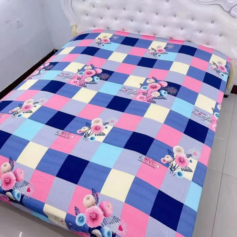 Četverodijelni set posteljine – poliester, tie-dye otisak, twill tkanina, prugasti/cvjetni uzorak