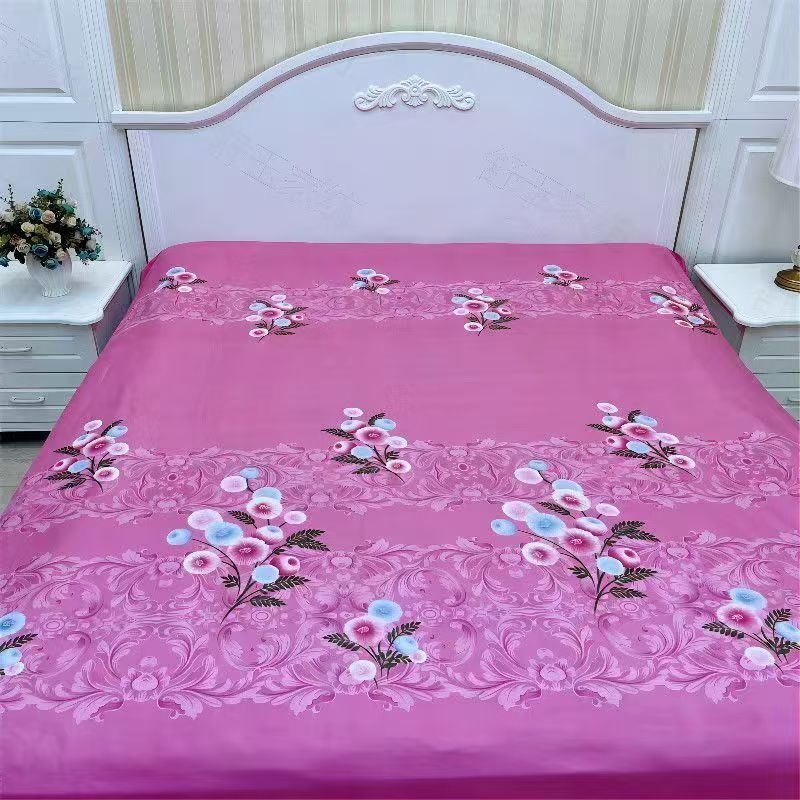 Četverodijelni set posteljine – poliester, tie-dye otisak, twill tkanina, prugasti/cvjetni uzorak