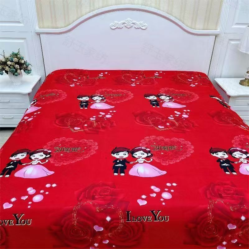Četverodijelni set posteljine – poliester, tie-dye otisak, twill tkanina, prugasti/cvjetni uzorak