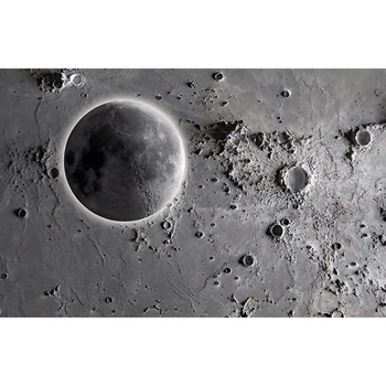 Тапет 3D релеф на лунната повърхност - индустриален стил със звездно небе, устойчив на петна, химическо влакно, 3-слойна основа