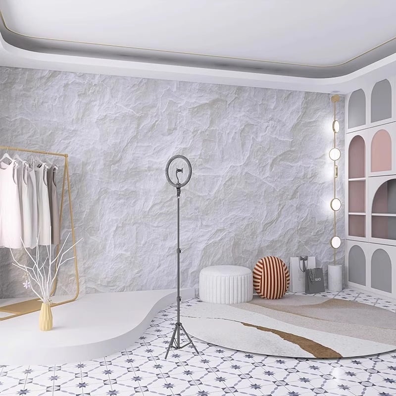 Тапет 3D релеф на лунната повърхност - индустриален стил със звездно небе, устойчив на петна, химическо влакно, 3-слойна основа