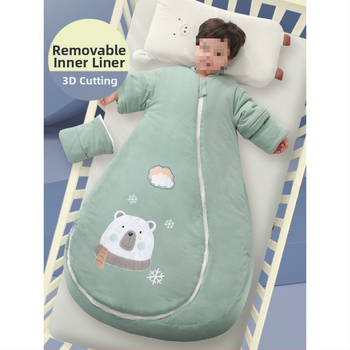 Bébi hálózsák – 100% pamut, vastag ősz/tél, levehető bélés, négy évszakos kialakítás, kasmír töltet, anti-kick quilt