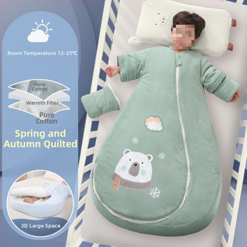 Bébi hálózsák – 100% pamut, vastag ősz/tél, levehető bélés, négy évszakos kialakítás, kasmír töltet, anti-kick quilt