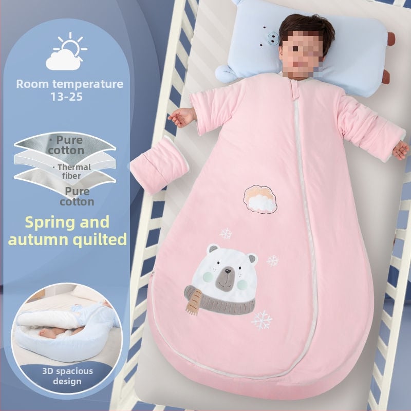 Bébi hálózsák – 100% pamut, vastag ősz/tél, levehető bélés, négy évszakos kialakítás, kasmír töltet, anti-kick quilt