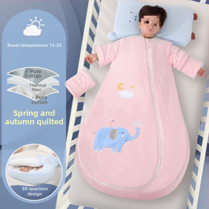 Bébi hálózsák – 100% pamut, vastag ősz/tél, levehető bélés, négy évszakos kialakítás, kasmír töltet, anti-kick quilt