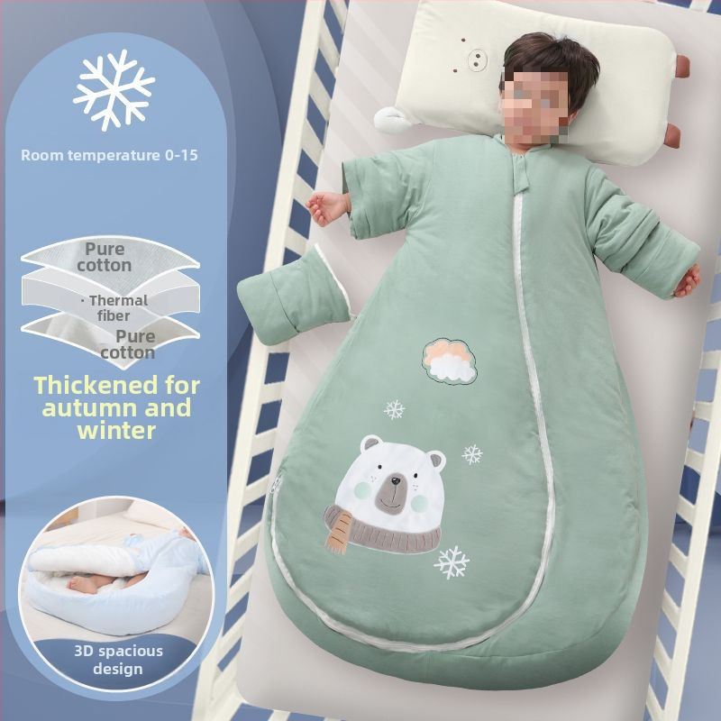 Bébi hálózsák – 100% pamut, vastag ősz/tél, levehető bélés, négy évszakos kialakítás, kasmír töltet, anti-kick quilt