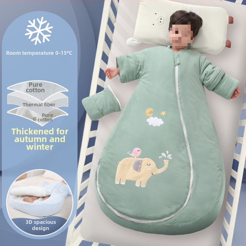 Bébi hálózsák – 100% pamut, vastag ősz/tél, levehető bélés, négy évszakos kialakítás, kasmír töltet, anti-kick quilt