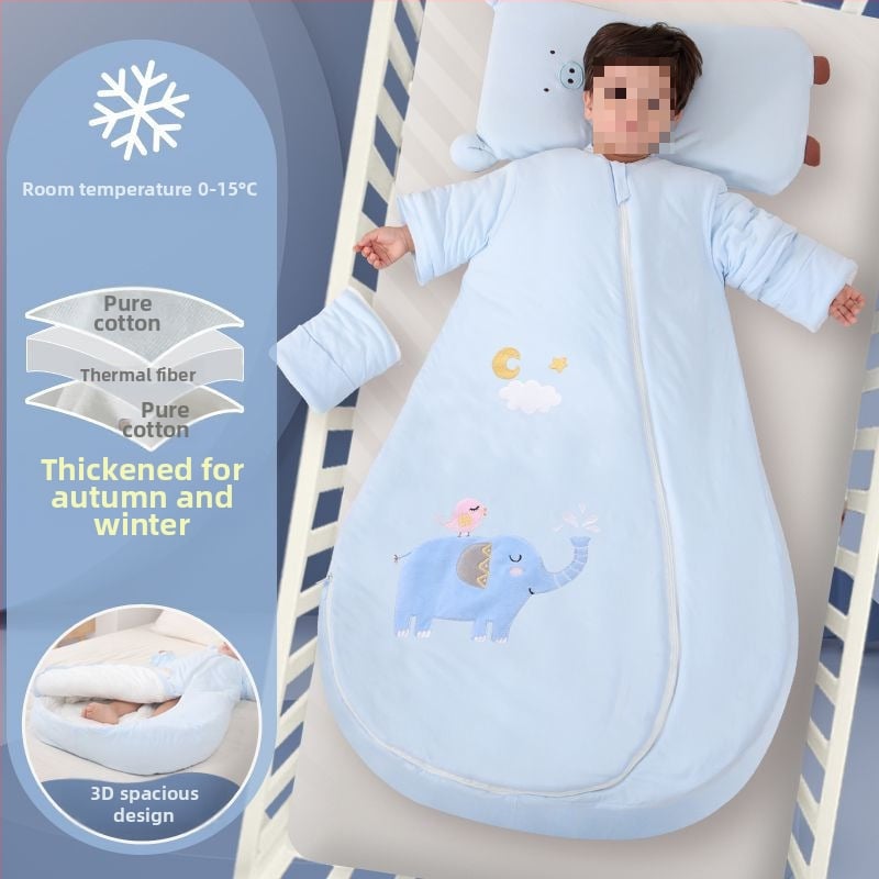 Bébi hálózsák – 100% pamut, vastag ősz/tél, levehető bélés, négy évszakos kialakítás, kasmír töltet, anti-kick quilt