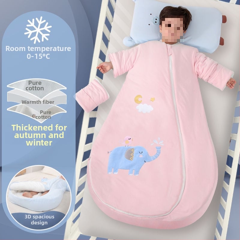 Bébi hálózsák – 100% pamut, vastag ősz/tél, levehető bélés, négy évszakos kialakítás, kasmír töltet, anti-kick quilt