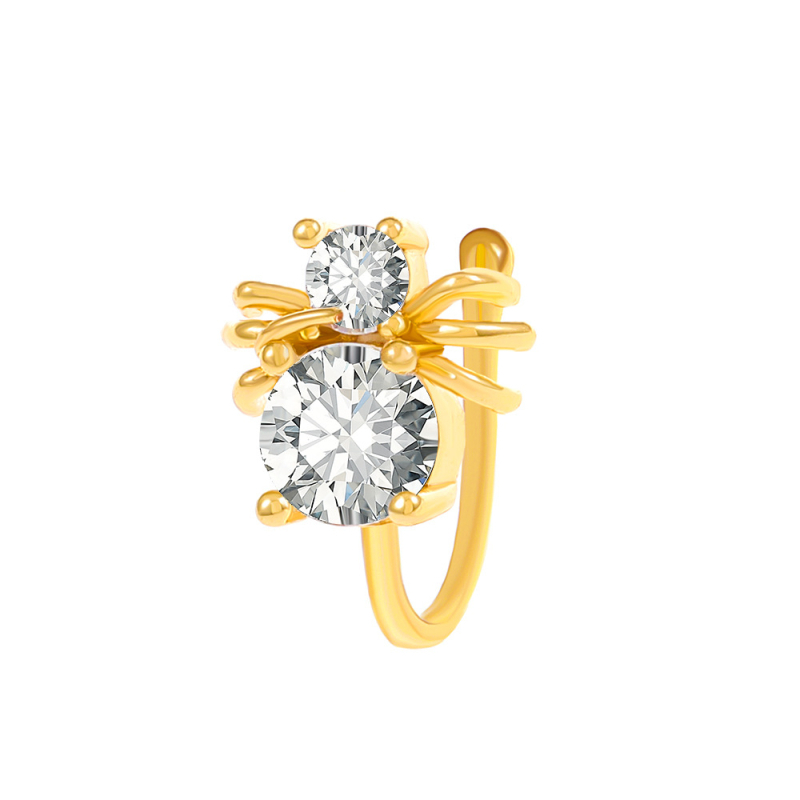 Nosni klips bez probijanja, U-oblik s motivom životinje, bakar, elektroplating, bijeli kristali, unisex INS stil