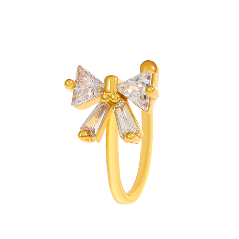 Nosni klips bez probijanja, U-oblik s motivom životinje, bakar, elektroplating, bijeli kristali, unisex INS stil