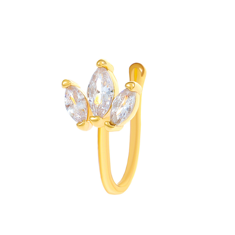 Nosni klips bez probijanja, U-oblik s motivom životinje, bakar, elektroplating, bijeli kristali, unisex INS stil