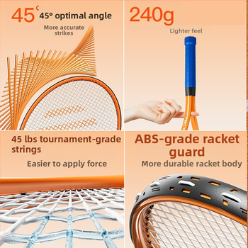 FED teniso raketė su aliuminio lydinio rėmu, nailono stygos, tiesus smūgis, svoris 95–100 g, rankenos G2