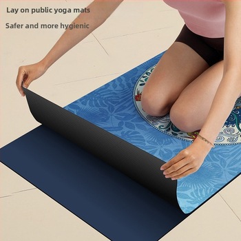 Йога мат, флорален модел, 1,5 мм дебелина, противохлъзгаща, сгъваема
