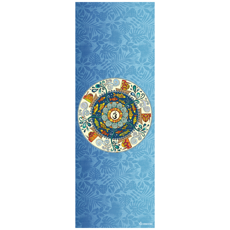 Йога мат, флорален модел, 1,5 мм дебелина, противохлъзгаща, сгъваема