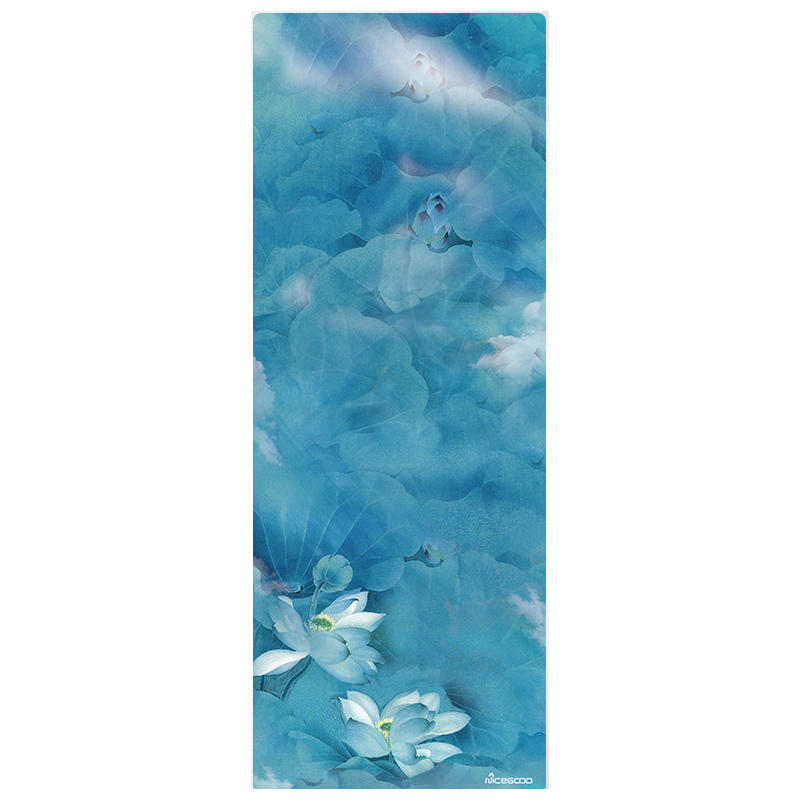 Йога мат, флорален модел, 1,5 мм дебелина, противохлъзгаща, сгъваема