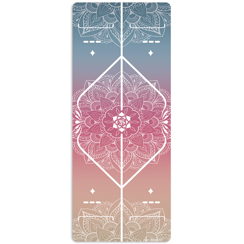 Йога мат, флорален модел, 1,5 мм дебелина, противохлъзгаща, сгъваема