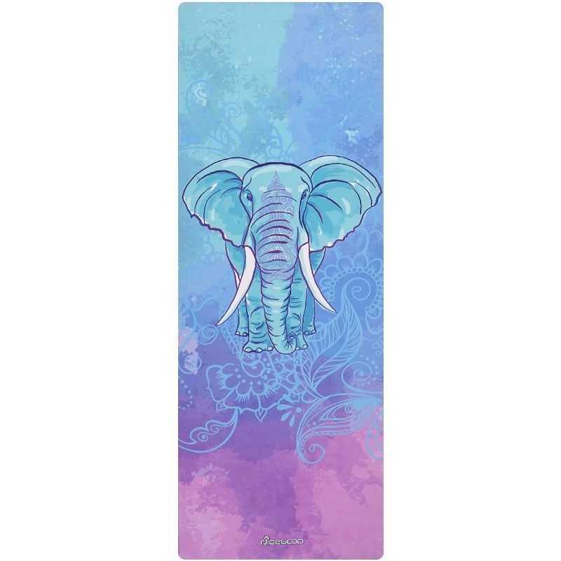 Йога мат, флорален модел, 1,5 мм дебелина, противохлъзгаща, сгъваема