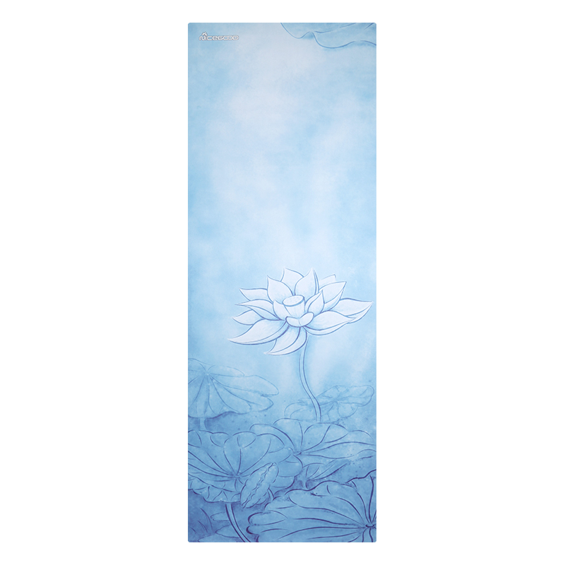 Йога мат, флорален модел, 1,5 мм дебелина, противохлъзгаща, сгъваема