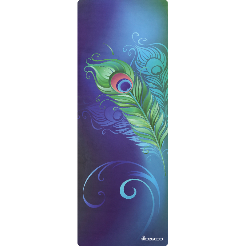 Йога мат, флорален модел, 1,5 мм дебелина, противохлъзгаща, сгъваема