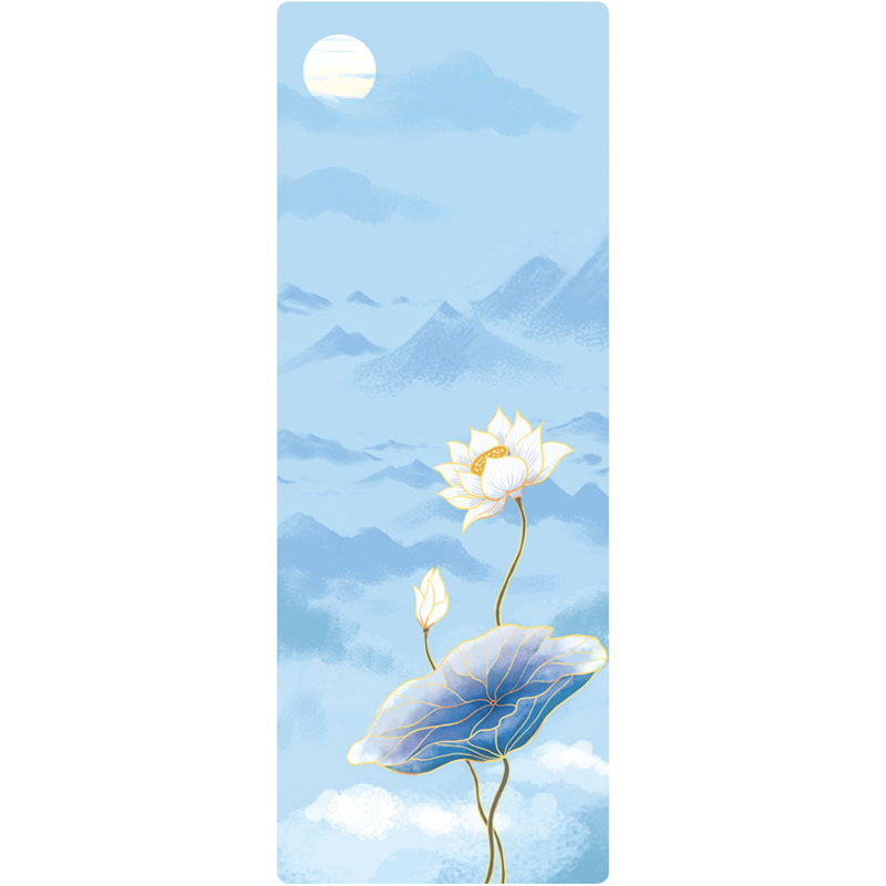 Йога мат, флорален модел, 1,5 мм дебелина, противохлъзгаща, сгъваема